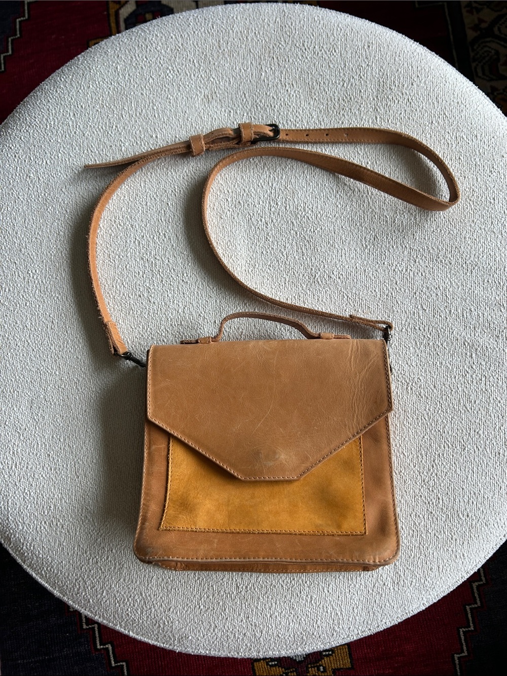 Able Tan Leather & Suede Crossbody Bag